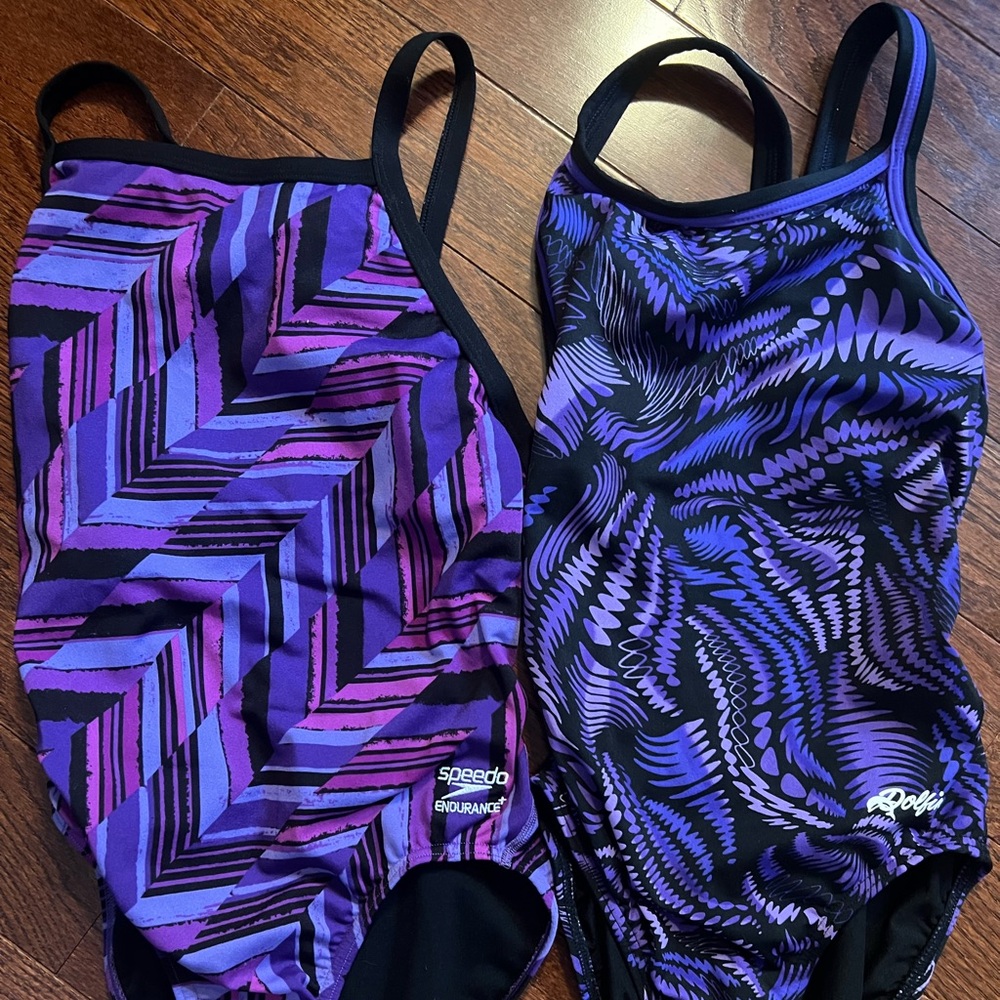 Two purple competitive swimsuits (size 28)